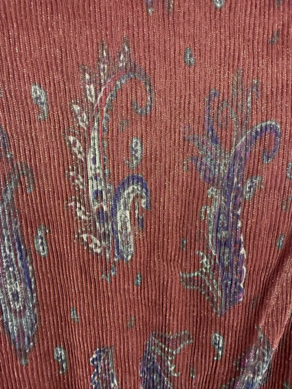 Joie blouse shiny style floral pleated Rust Paisley-Print Long-Sleeve Blouse - Picture 10 of 11